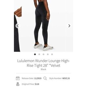 Lululemon Wunder Lounge HR Tight 28" - Velvet - Size 6 - Black - Pre-Owned